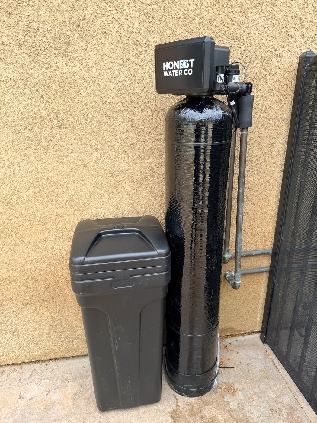 Sol Connection outdoor water softener and brine tank installation in Southern California